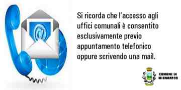 GLI UFFICI COMUNALI RICEVONO SOLO SU APPUNTAMENTO