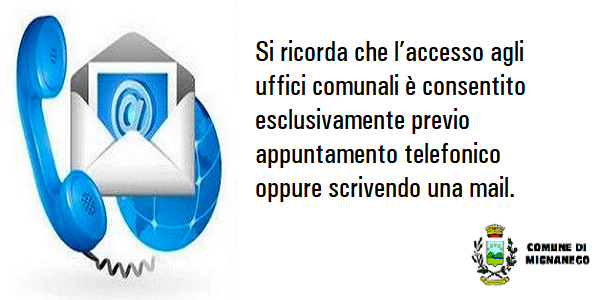 GLI UFFICI COMUNALI RICEVONO SOLO SU APPUNTAMENTO